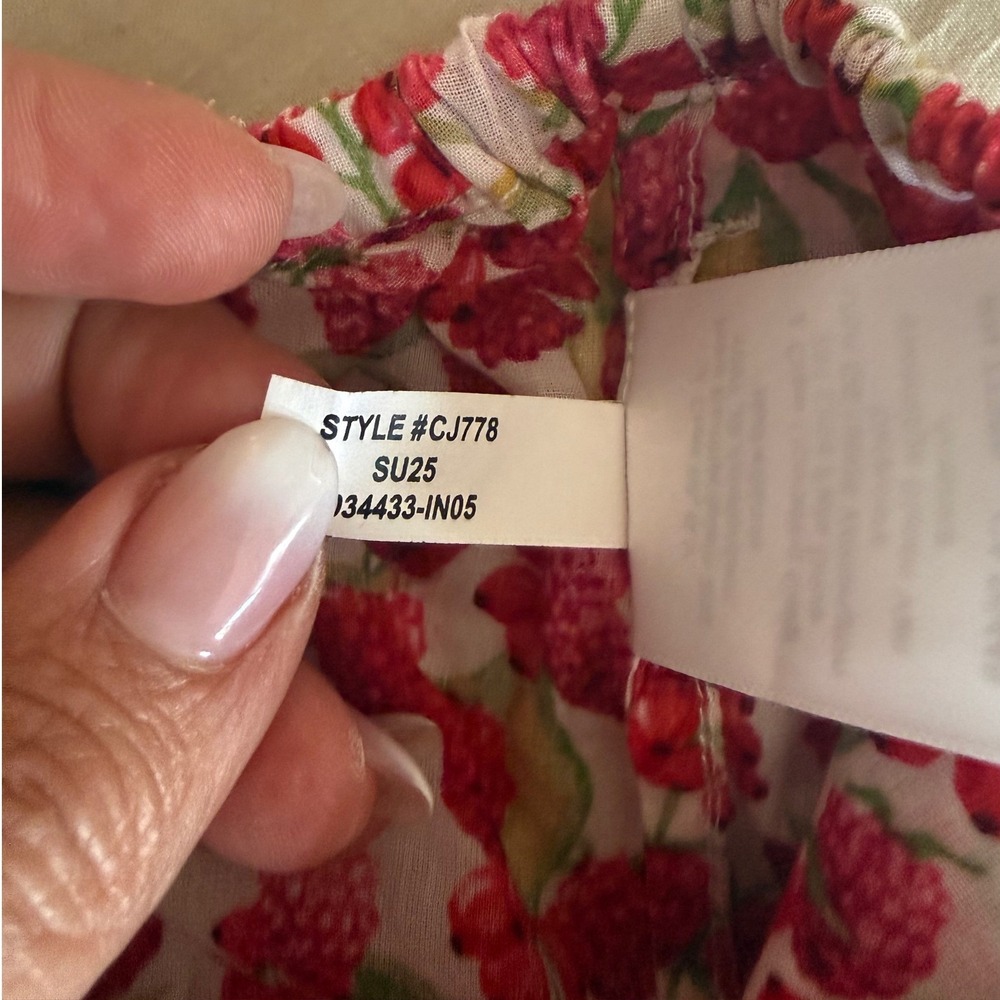 J. Crew Womens Raspberry Fruit Print Cotton Pajama Pants Small Lounge Drawstring - Picture 10 of 11